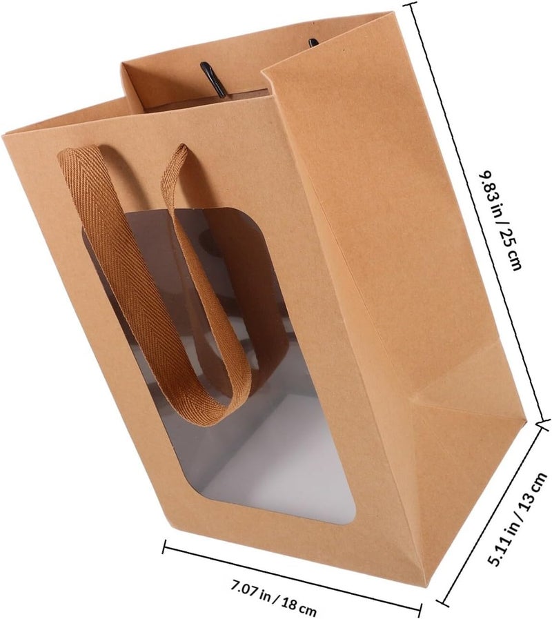 VERDANVERSE Kraft Paper Bags with Window Small Size 12pcs Handheld Packaging Pouches for Party Favors Candy Presents Wrapping Supplies - Image 2