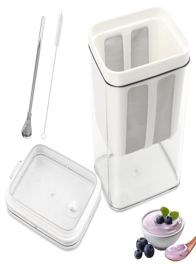 Yonderfume Greek Yogurt Strainer, Reusable with Stainless Steel Fine Mesh Bag & Lid, Whey Separator for Yogurt, Soybean Milk, Nut Milk (1100ml) - Image 1