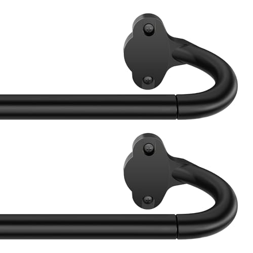 JRZOO Wrap Around Blackout Curtain Rod 16-28 Inch (1.3-2.3 Ft), 5/8" Adjustable Curved Window Rod for Room Darkening, Modern Single Drapery Rod for Door Windows, Matte Black, 2 Pack - Image 1