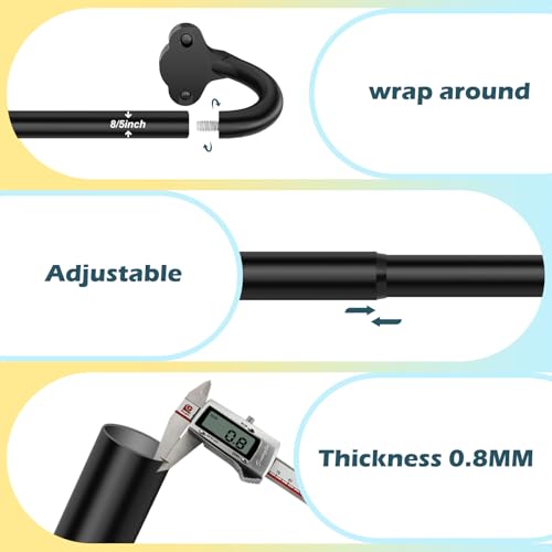 JRZOO Wrap Around Blackout Curtain Rod 16-28 Inch (1.3-2.3 Ft), 5/8" Adjustable Curved Window Rod for Room Darkening, Modern Single Drapery Rod for Door Windows, Matte Black, 2 Pack - Image 5