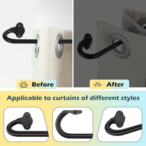 JRZOO Wrap Around Blackout Curtain Rod 16-28 Inch (1.3-2.3 Ft), 5/8" Adjustable Curved Window Rod for Room Darkening, Modern Single Drapery Rod for Door Windows, Matte Black, 2 Pack - Image 4