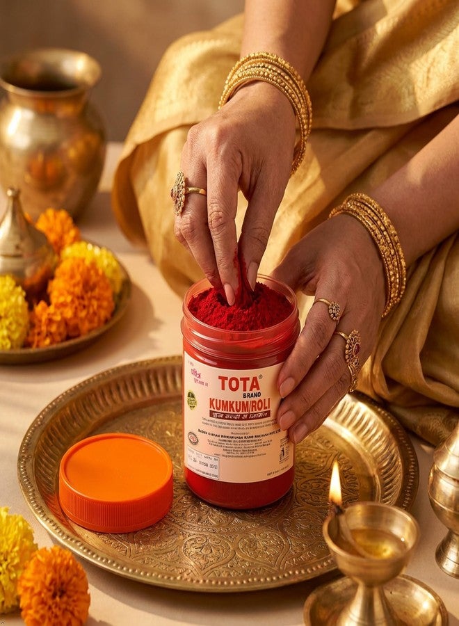 TOTA Pure Haldi Kumkum Roli for Puja | | Pure Natural Vermillion for Tilak Havan Aarti | Kumkum Powder for Daily Pooja | Navratri Puja Samagri | 400gm Pack - Image 3
