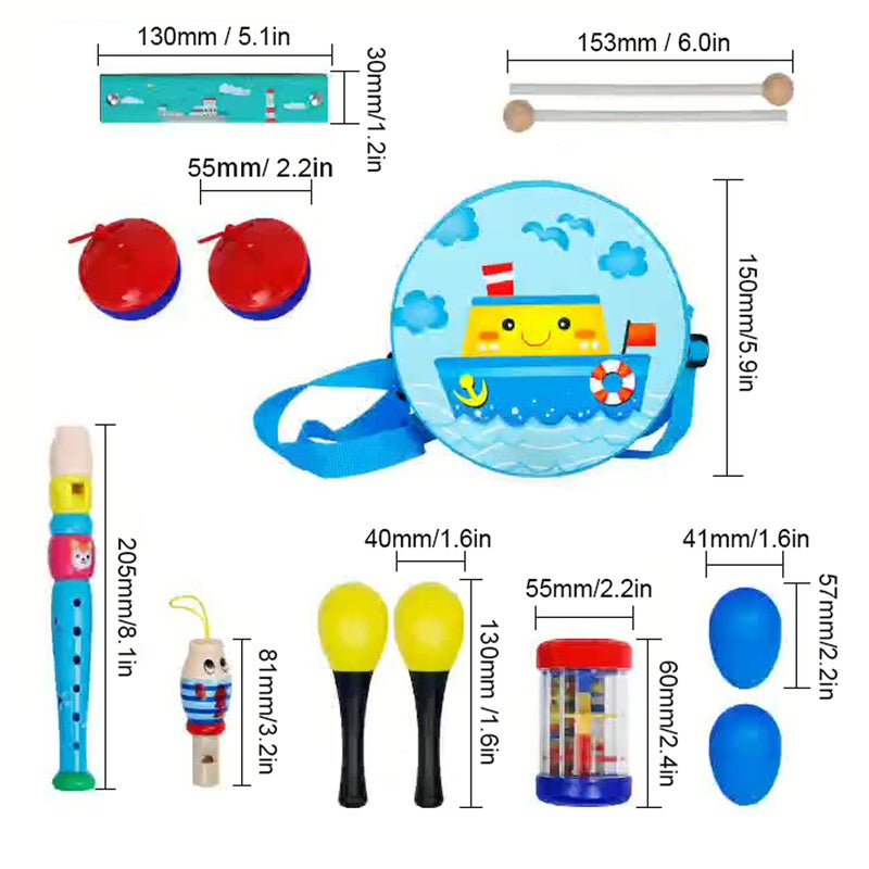 8 Pcs Kids Musical Instruments Set - Safe Eco-Friendly Plastic Multicolor Educational Music Tool Set for Early Childhood Musical Enlightenment & Parent-Child Interaction - Image 2
