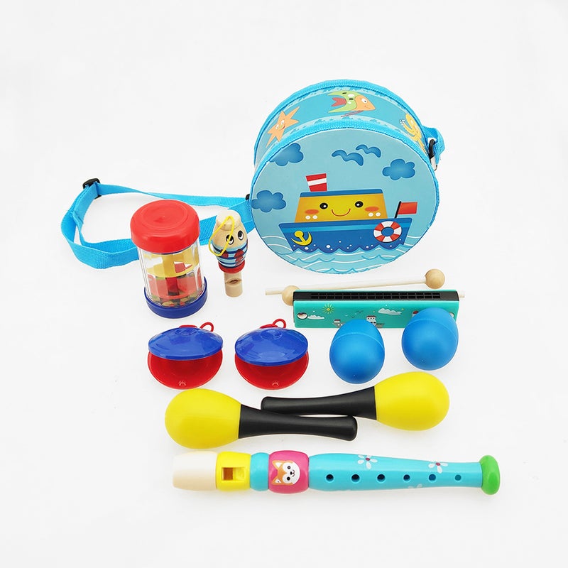 8 Pcs Kids Musical Instruments Set - Safe Eco-Friendly Plastic Multicolor Educational Music Tool Set for Early Childhood Musical Enlightenment & Parent-Child Interaction - Image 4