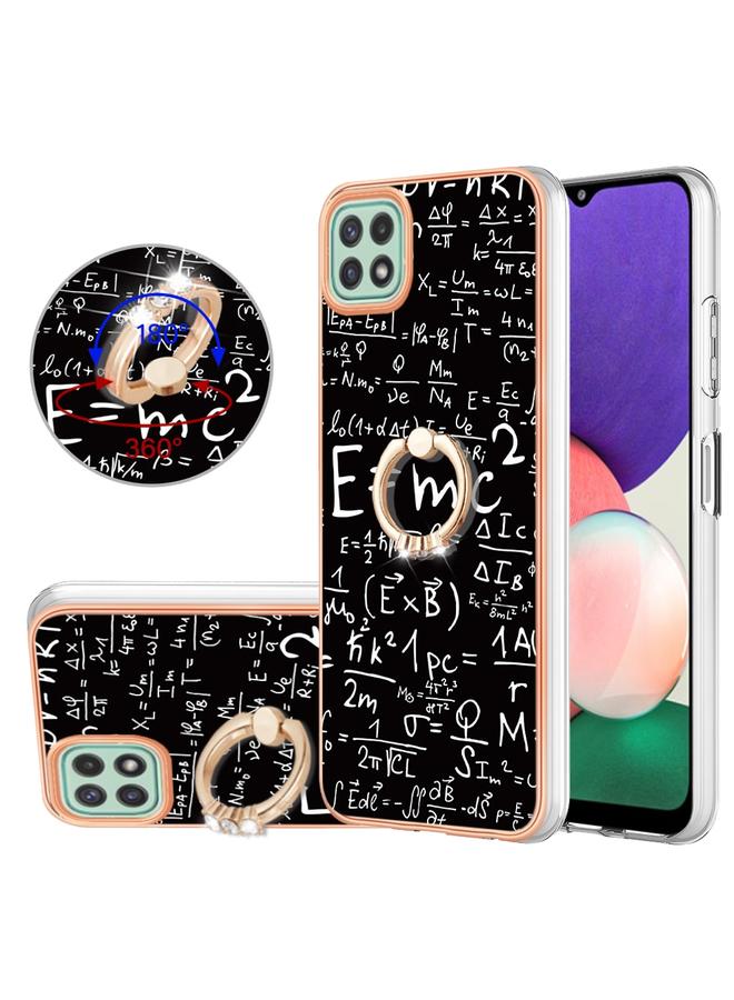 اس-توب جراب لهاتف Samsung Galaxy A22 5G إصدار الولايات المتحدة مطلي بالكهرباء على الوجهين مع حامل حلقي - Image 1