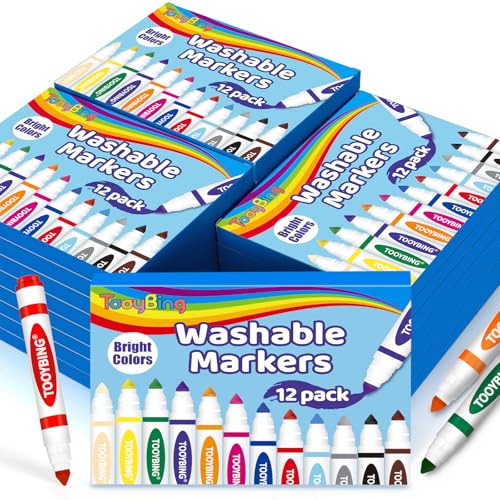 TooyBing Washable Markers Bulk 288 Count 24 Box 12 Assorted Colors Washable Markers for Kids Classroom School Broad Tip Durable for Back to Classroom Art School Supplies Essentials - Image 1