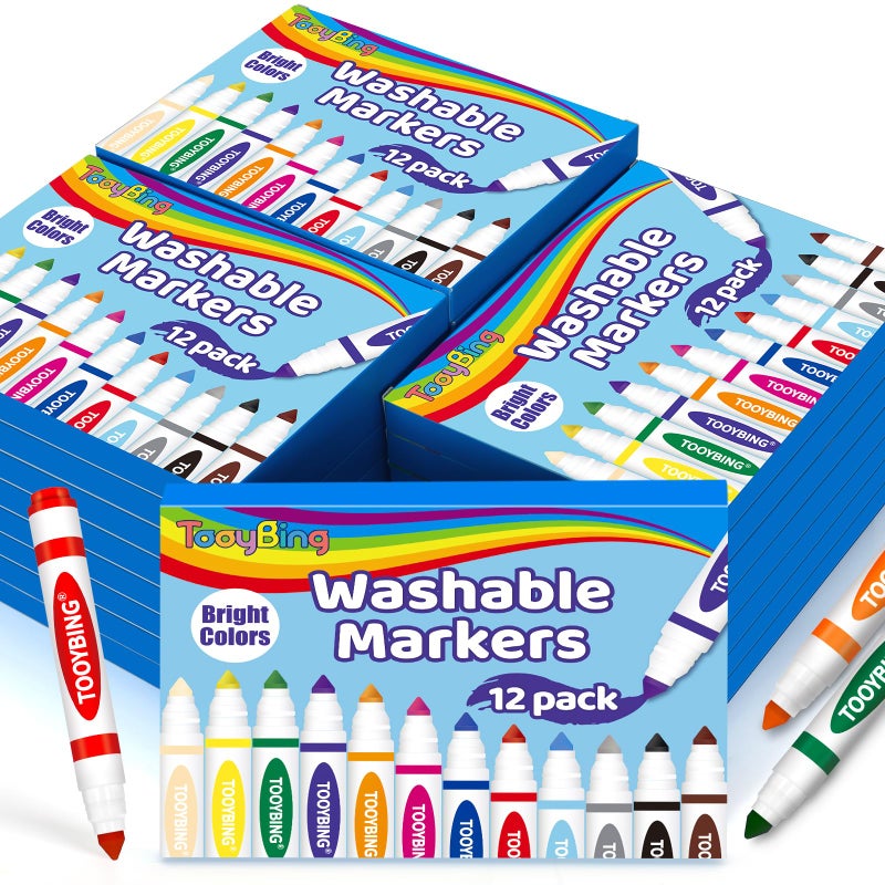 TooyBing Washable Markers Bulk 288 Count 24 Box 12 Assorted Colors Washable Markers for Kids Classroom School Broad Tip Durable for Back to Classroom Art School Supplies Essentials - Image 2