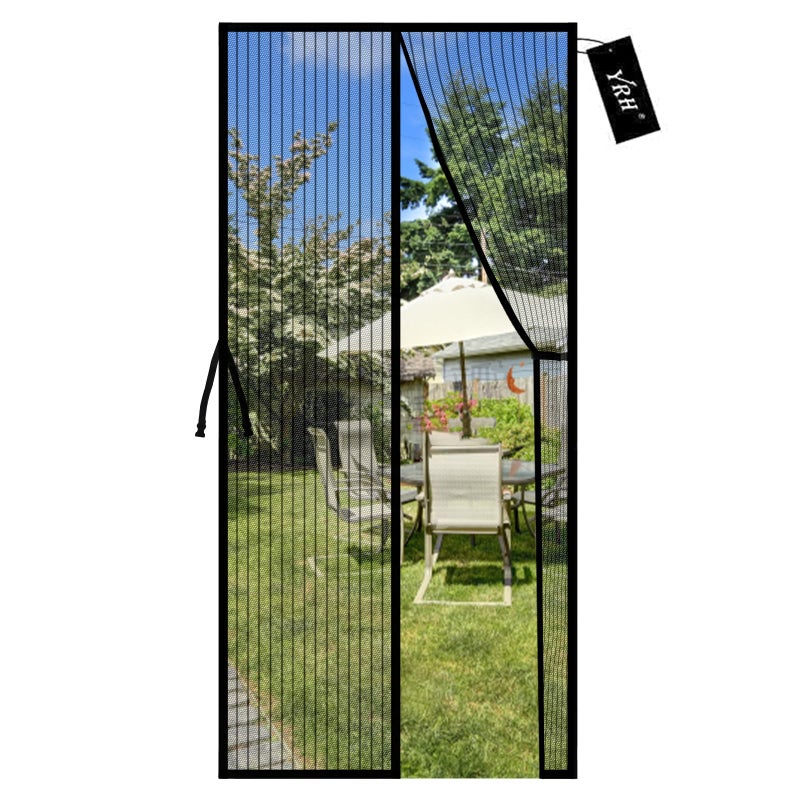 YRH Magnetic Fly Screen Door with Stay Open Buckles Door Curtains Heavy Duty SelfSealing MeshPowerful Magnets Fit for Door Size36x82 InchScreen Itself Size38x83 Inch Black