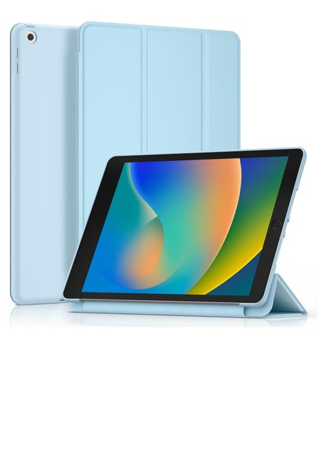 حافظة متوافقة مع جهاز iPad مقاس 10.2 بوصة 2021 2020 2019، طراز الجيل التاسع والثامن والسابع. حافظة حماية ذكية بغطاء خلفي صلب رفيع وحامل لجهاز iPad مقاس 10.2 بوصة، لون أزرق