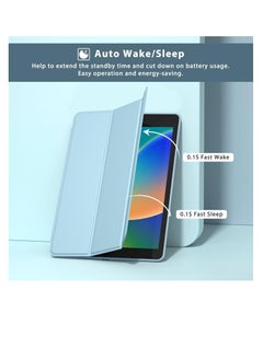 ماركة غير محددة حافظة متوافقة مع جهاز iPad مقاس 10.2 بوصة 2021 2020 2019، طراز الجيل التاسع والثامن والسابع. حافظة حماية ذكية بغطاء خلفي صلب رفيع وحامل لجهاز iPad مقاس 10.2 بوصة، لون أزرق  - Image 3