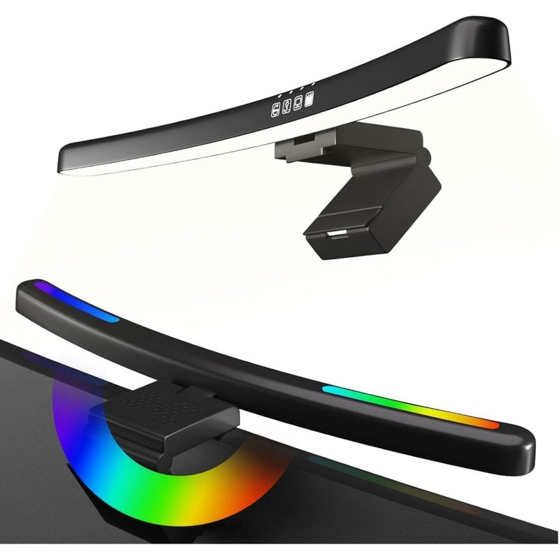 DMG Computer Monitor Light, Monitor Light Bar with RGB Backlight, Eye Caring LED Screen Light Bar, USB Powered Lamp with Touch Sensor, No Screen Glare Desk Lamp for Pc, Office, Gaming Curved screen - Image 1