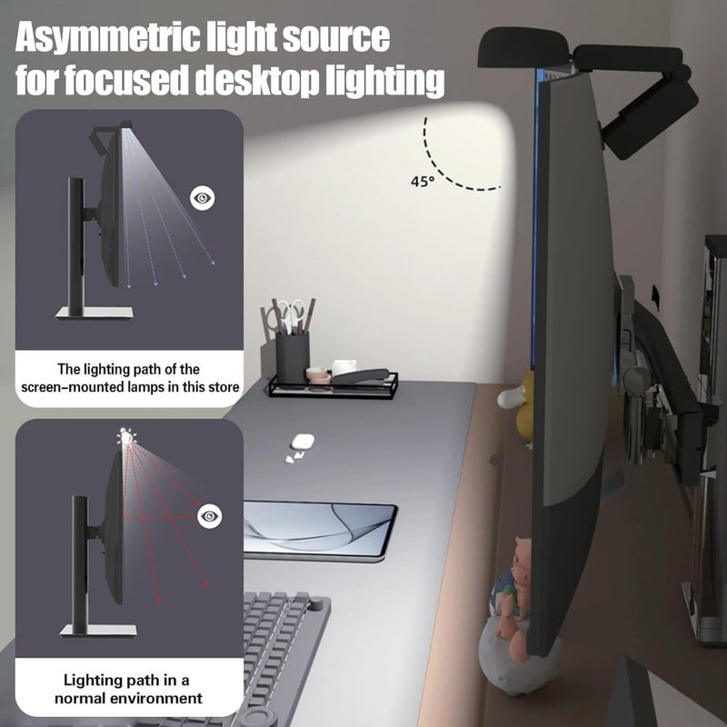 DMG Computer Monitor Light, Monitor Light Bar with RGB Backlight, Eye Caring LED Screen Light Bar, USB Powered Lamp with Touch Sensor, No Screen Glare Desk Lamp for Pc, Office, Gaming Curved screen - Image 3