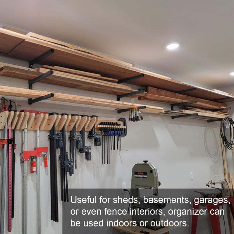Tigerden Lumber Storage Metal Rack, 3-Level Wall-Mounted Organizer and Wood Rack, Indoor & Outdoor Storage Solution for Workshop or Garage - 2 Pack - Image 5