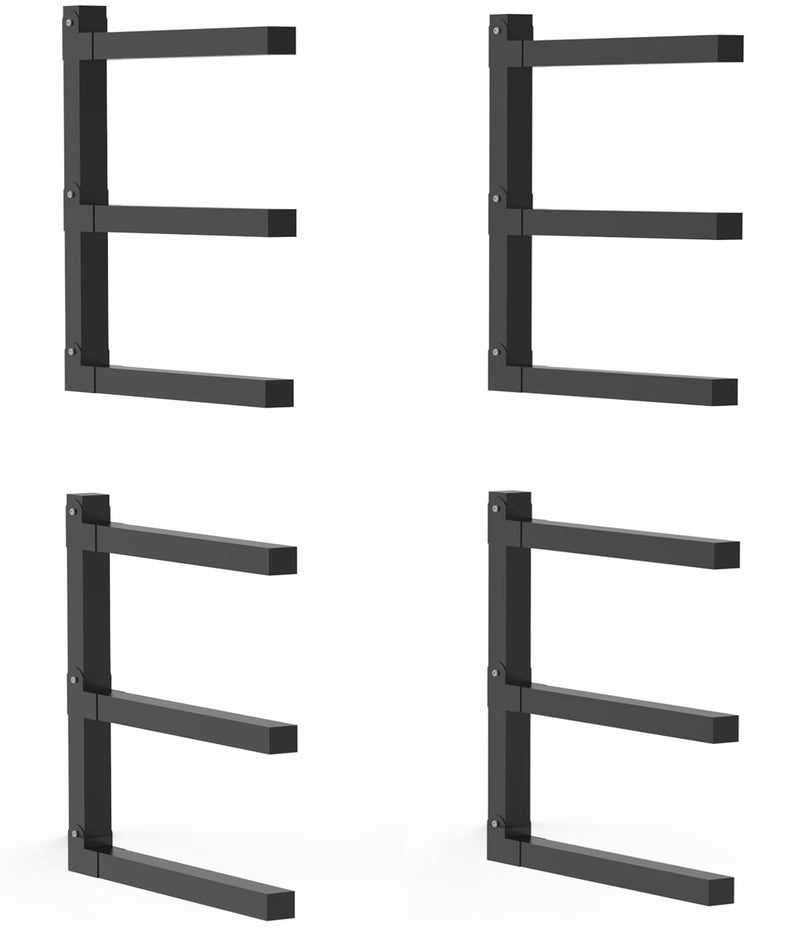 Tigerden Lumber Storage Metal Rack, 3-Level Wall-Mounted Organizer and Wood Rack, Indoor & Outdoor Storage Solution for Workshop or Garage - 2 Pack - Image 1