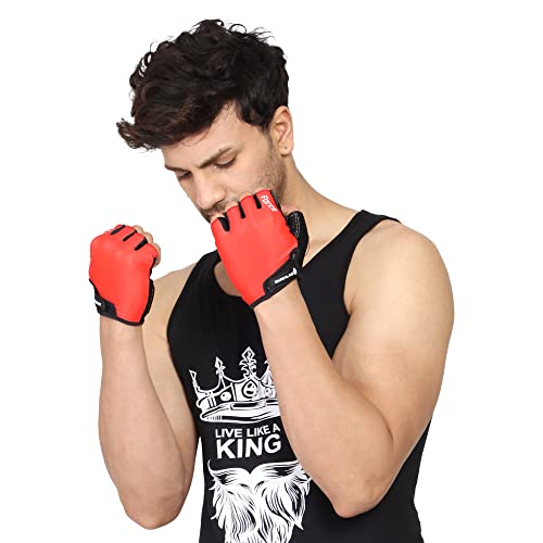 BURNLAB Flex Gym Gloves for Men and Women - Ideal for Weightlifting, Cycling, Crossfit, Offers Good Grip and Soft Padding (Force Red, Small) - Image 4
