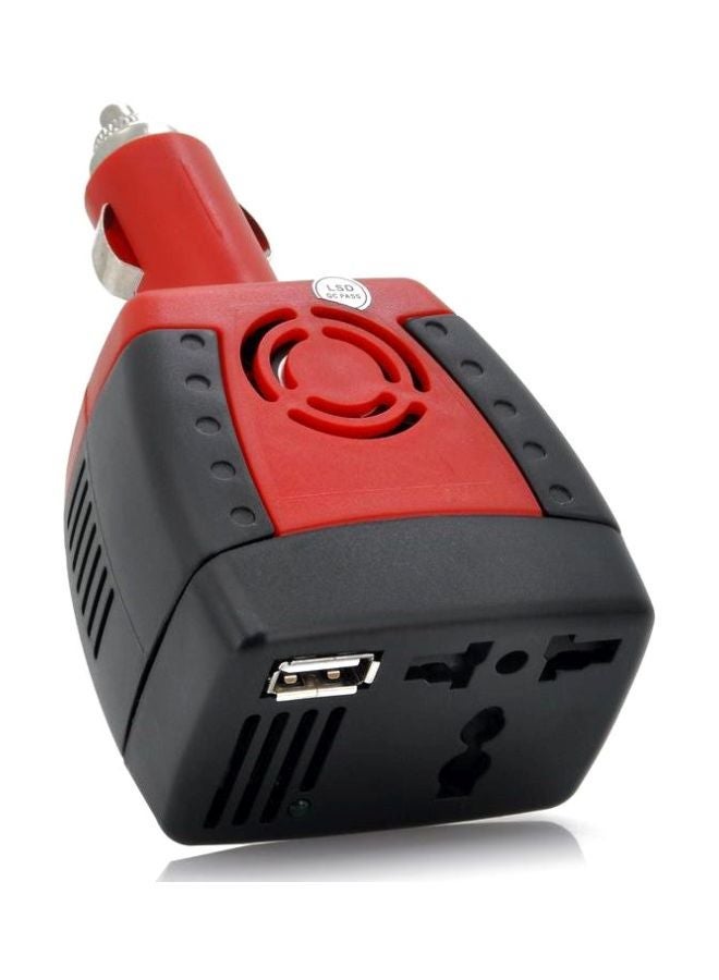ELTRAZONE 3-Pin Electric Car Charger Converter Black/Red | 12V DC to 220V AC Power Inverter with USB Charging Port | Portable Car Adapter for Laptops, Phones & Small Electronics | Built-In Safety Features | Ideal for Travel, Camping & Road Trips  - Image 3