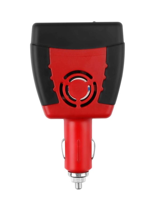 ELTRAZONE 3-Pin Electric Car Charger Converter Black/Red | 12V DC to 220V AC Power Inverter with USB Charging Port | Portable Car Adapter for Laptops, Phones & Small Electronics | Built-In Safety Features | Ideal for Travel, Camping & Road Trips  - Image 1