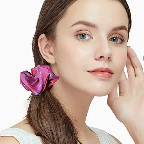 FAMEZA 14 Colors Hair Scrunchies - Chiffon Flower Hair Bow Ponytail Holder, 8 Floral and 6 Solid Colors for Women (STYLE 1) Multicolor - Image 3