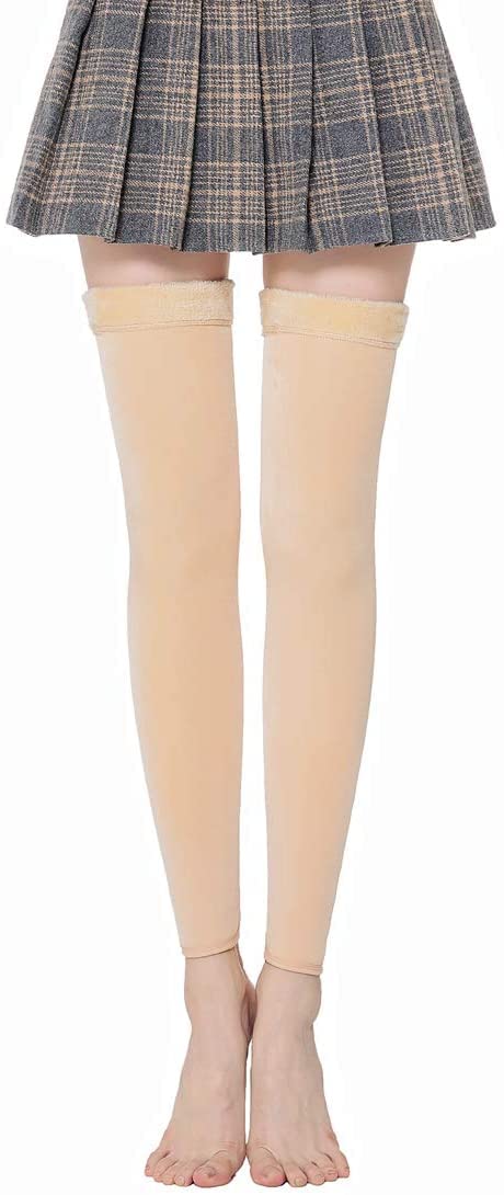 Krystle Men's & Women Winter Warm Snow Fur Fleece Velvet Leg Warmer Woolen Knee Cap (Skin) - Image 3