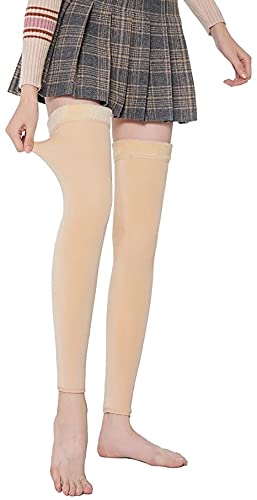 Krystle Men's & Women Winter Warm Snow Fur Fleece Velvet Leg Warmer Woolen Knee Cap (Skin) - Image 1