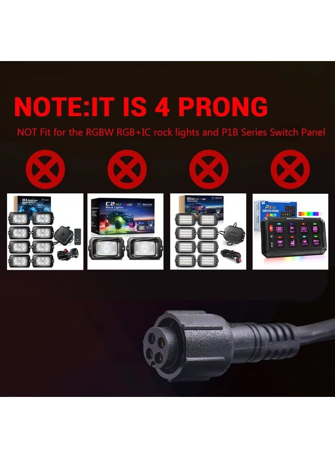 MICTUNING 2PCS 10FT 4 Pin Extension Cables - Exclusive for 2nd-Gen RGB Rock Lights and P1Y P1s P1C P8 Series Switch Panel Connection - Image 3