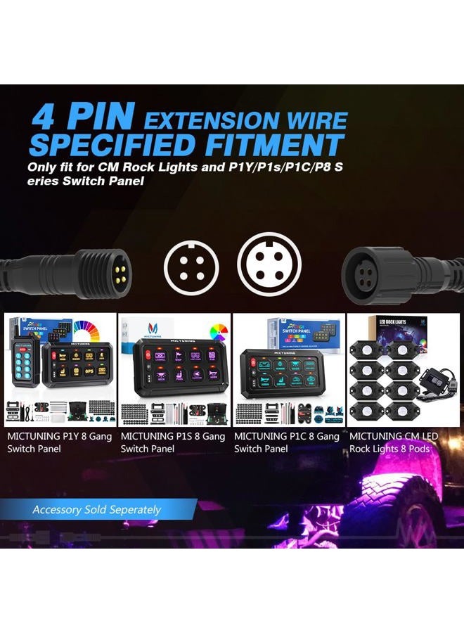 MICTUNING 2PCS 10FT 4 Pin Extension Cables - Exclusive for 2nd-Gen RGB Rock Lights and P1Y P1s P1C P8 Series Switch Panel Connection - Image 2