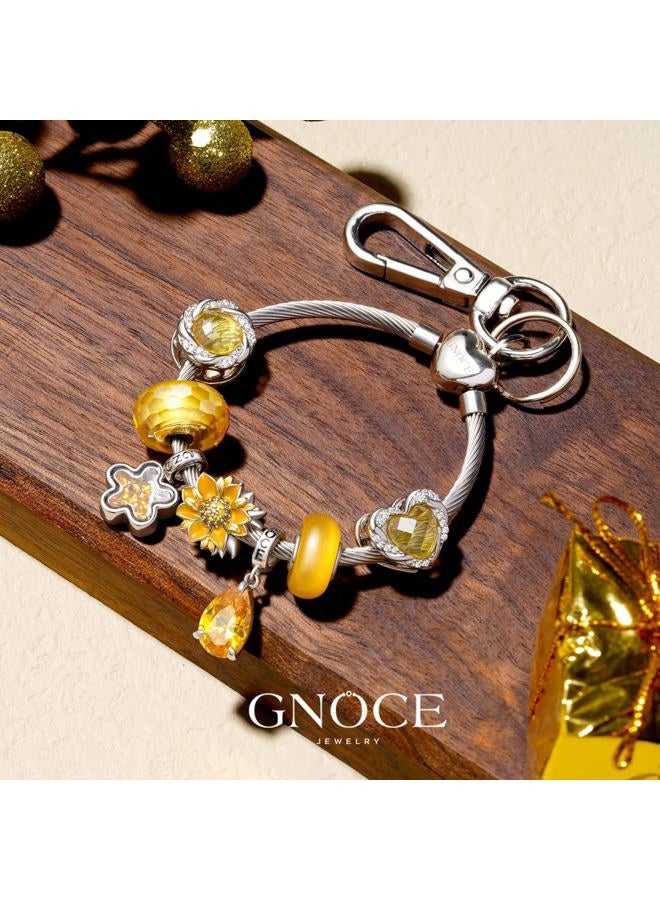 GNOCE Versatile Charm Holder & Key Chain Stainless Steel Charms Bracelet Gift For Women Wife - Image 3