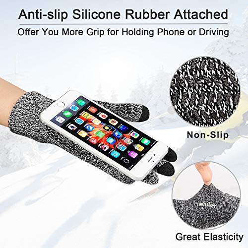 MAYLISACC 3Pcs Men Beanie Hat Scarf with Knit Gloves Touchscreen Set Winter Caps Ski Neck Warmer for Guys Grey - Image 5