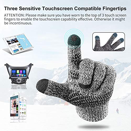 MAYLISACC 3Pcs Men Beanie Hat Scarf with Knit Gloves Touchscreen Set Winter Caps Ski Neck Warmer for Guys Grey - Image 4