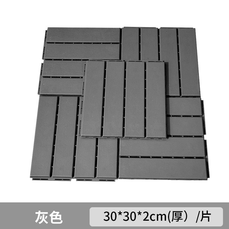 Plastic assembled floor self-assembled balcony terrace floor plastic floor imitation wood plastic floor plastic wood floor manufacturer Gray 