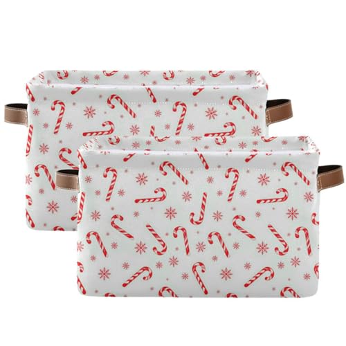 Pfrewn Christmas Winter Storage Basket Candy Cane on A White Collapsible Rectangular Storage Boxes Organizer Shelf Basket Toy Book Storage Bin for Nursery 1 Pack - Image 3