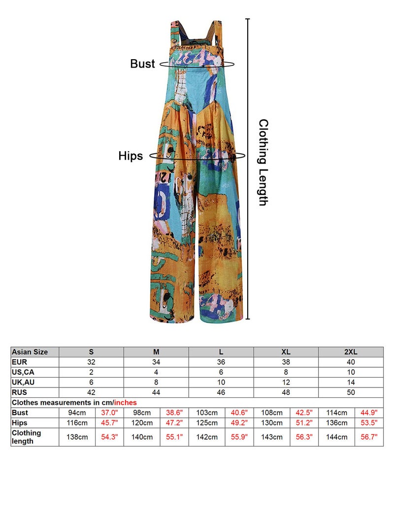 Women Jumpsuit with Pockets Sleeveless Wide Legs Plus Size Overalls - Image 2