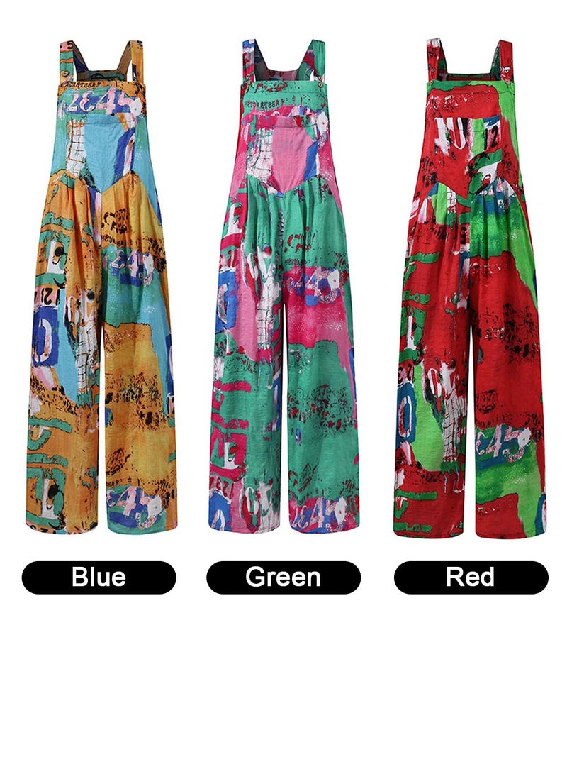 Women Jumpsuit with Pockets Sleeveless Wide Legs Plus Size Overalls - Image 5