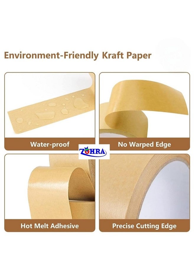 Zohra ™ Eco Friendly Brown Kraft Paper Adhesive Tape - 50 Meters Length Strong Adhesive Paper Tape For Packaging (2 Inch) - Image 3