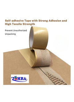 Zohra ™ Eco Friendly Brown Kraft Paper Adhesive Tape - 50 Meters Length Strong Adhesive Paper Tape For Packaging (2 Inch)  - Image 4