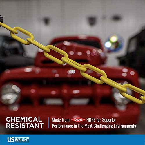 US Weight (Made in USA) 2" x 10' Yellow Plastic Safety Chain ft. SunShield UV Resistant Technology - Image 5