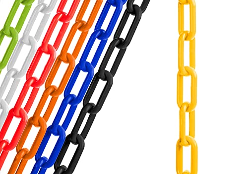 US Weight (Made in USA) 2" x 10' Yellow Plastic Safety Chain ft. SunShield UV Resistant Technology - Image 1