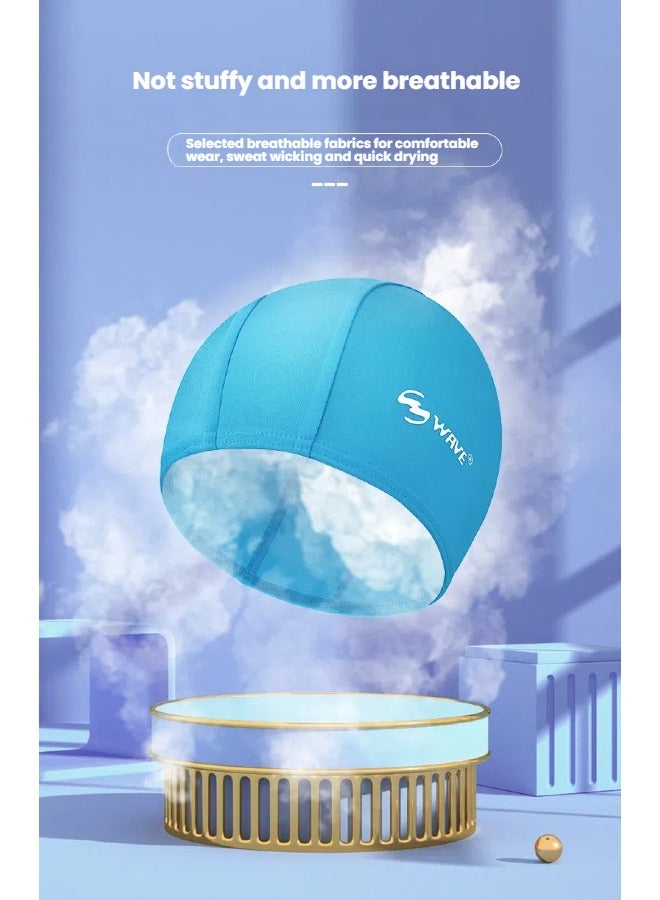 Wave قبعة السباحة WAVE - قبعة سباحة رياضية من السيليكون المقاوم للماء مع حماية للأذن، تصميم كبير جداً للشعر الطويل، قبعة سباحة للبالغين للرجال والنساء - Image 2