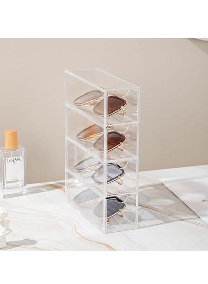 2 Pack Sunglasses Organizer Sunglass Storage Box Eyewear Display Case Jewelry Storage Box Stackable Desktop Organizer - Image 2