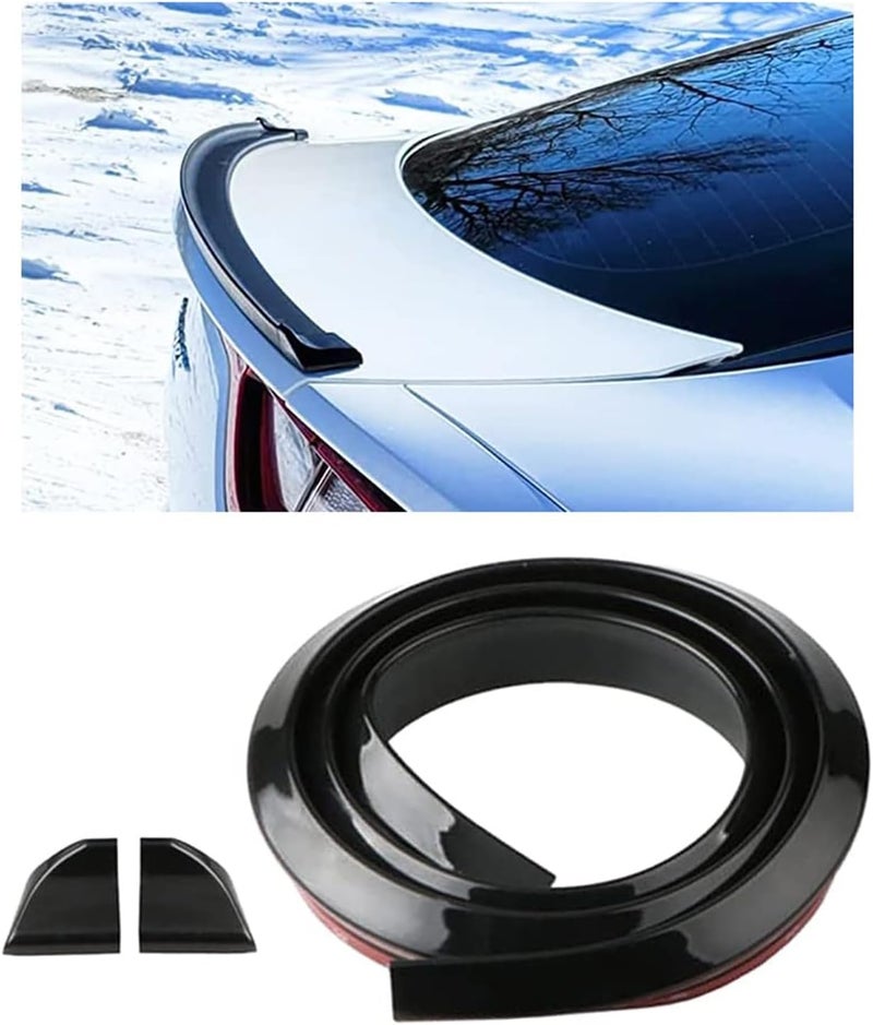Aputue Car Trunk Spoiler Roof Lip Kit, Universal Punch-Free Vehicle Rear Trunk Spoiler 3D PU Rear Trunk Lip or Roof Spoiler Sticker Bar with Carbon Fiber Finish in Black - Image 1