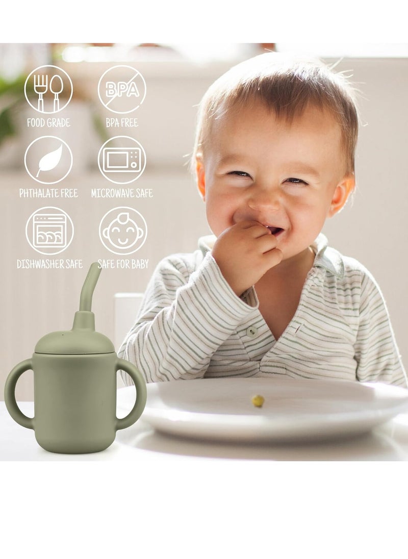 Rightsure Silicone Baby Cups With Lids, Silicone Trainer Cup Toddler for Boys and Girls, Training Straw Cup, Unbreakable, Spill Proof and Non-Slip Handles Sippy Cup for Toddlers, 4 oz  - Image 2