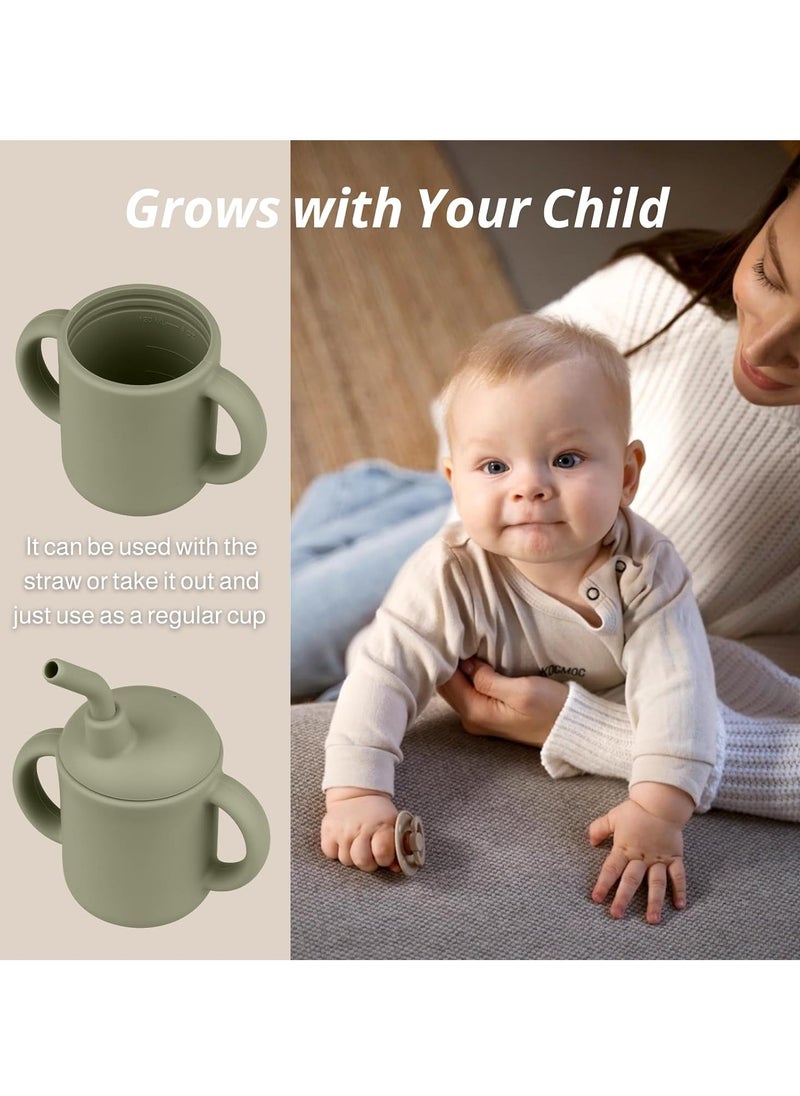 Rightsure Silicone Baby Cups With Lids, Silicone Trainer Cup Toddler for Boys and Girls, Training Straw Cup, Unbreakable, Spill Proof and Non-Slip Handles Sippy Cup for Toddlers, 4 oz  - Image 4