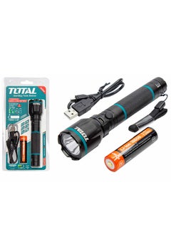 TOTAL TOTAL Flashlight 18650 Li-ion Battery, 400 Lumens, 3 Brightness Modes, Aviation Grade Aluminum Alloy, 4H Runtime, Tactical LED Flashlight for Camping, Hiking, and Emergency Use  - Image 2