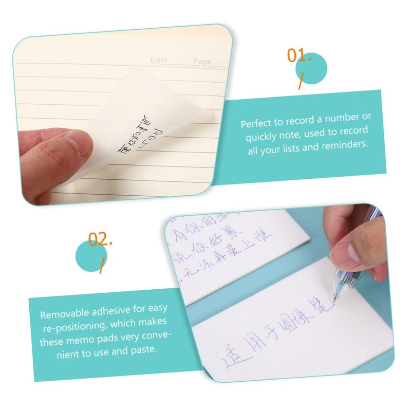 Transparent Sticky Memo Pads 200 Sheets Removable Repositionable for Home Office School - Image 4