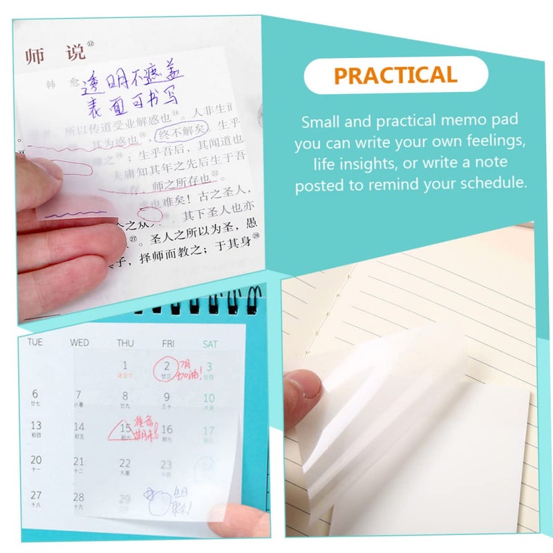 Transparent Sticky Memo Pads 200 Sheets Removable Repositionable for Home Office School - Image 3