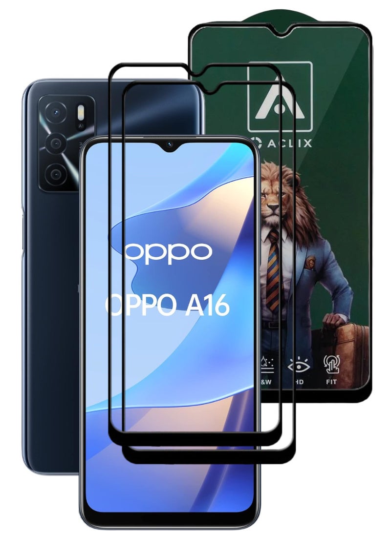ACLIX 3 Pieces Antistatic ESD Dustproof Premium Quality High Definition Tempered Glass Screen Protector Designed For Oppo A16 - Image 1