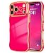 LCHULLE for iPhone 17 Pro Max Case for Women Girls Cute Wave Frame Curly Shape with Love Heart Raised Camera Protection Cover Luxury Plating Shockproof Phone Case for iPhone 17 Pro Max Hot Pink - Image 2