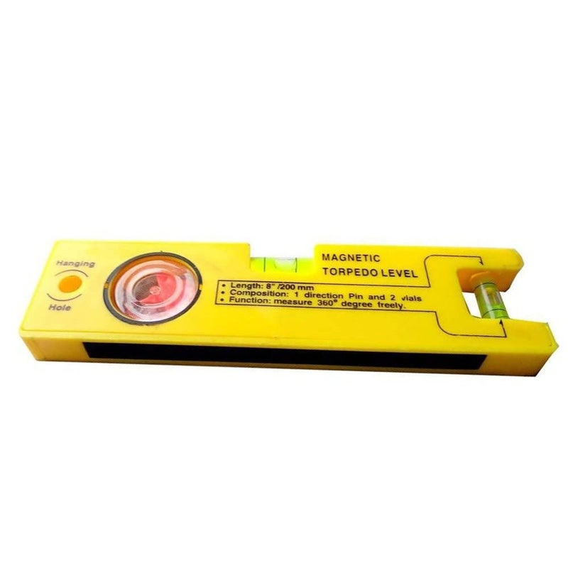 GLAMAXY 8-inch Magnetic Torpedo Level with 1 Direction Pin, 2 Vials and 360 Degree View - Image 3