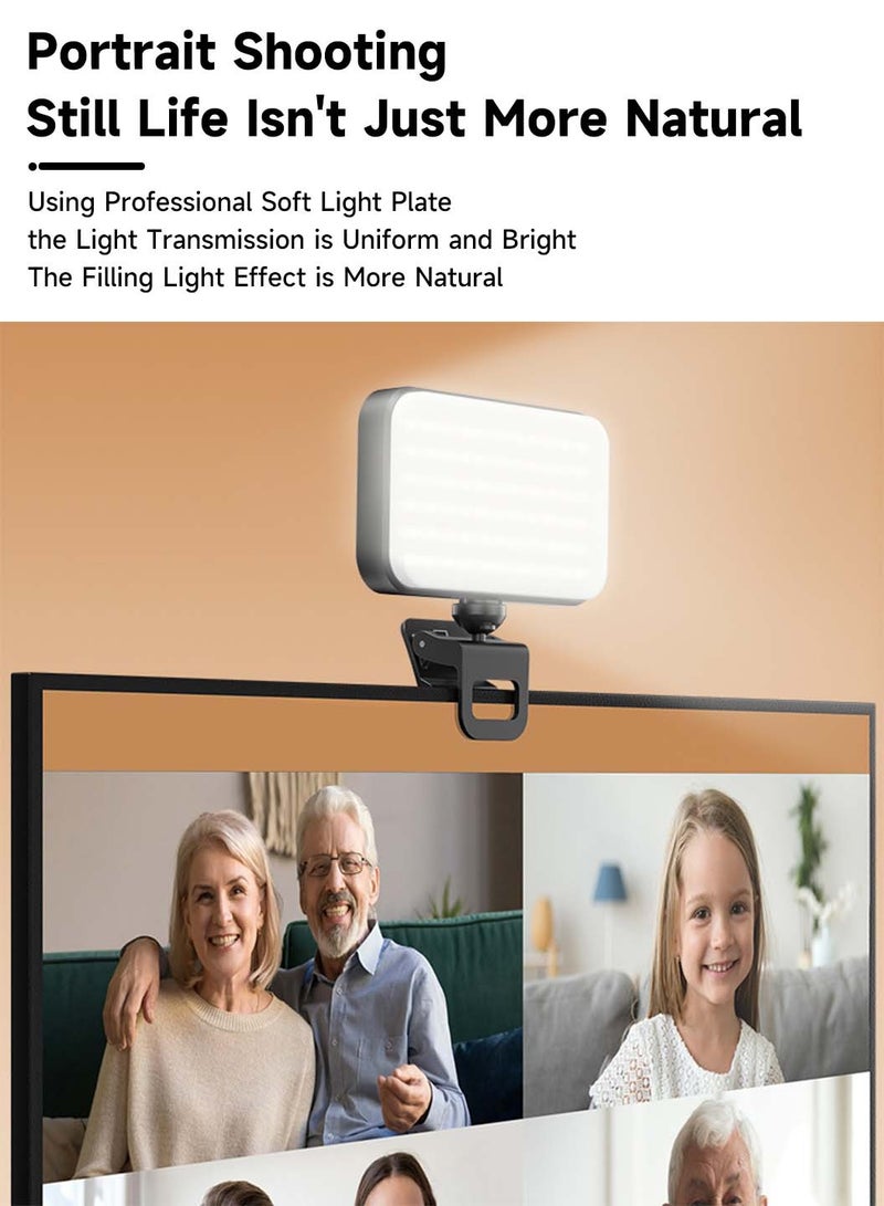 LEOKOR Photography Light, Clip on Phone Laptop, Portable Selfie Light with 66 Beads Multiple Modes, Rechargeable Mini Clip on Fill Lights with 360° Rotatable, for Videos Conference TikTok, Black - Image 2