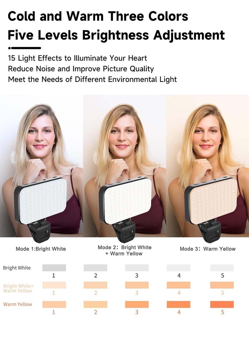 LEOKOR Photography Light, Clip on Phone Laptop, Portable Selfie Light with 66 Beads Multiple Modes, Rechargeable Mini Clip on Fill Lights with 360° Rotatable, for Videos Conference TikTok, Black - Image 3